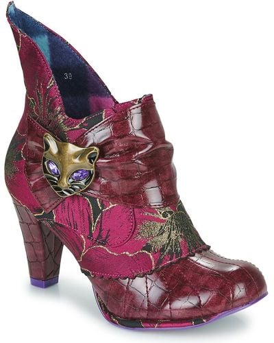 Irregular Choice Miaow Low Ankle Boots - Purple