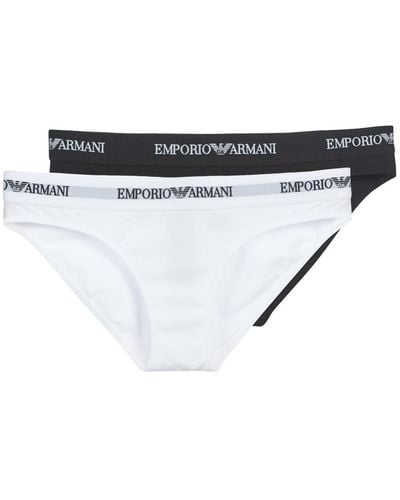 Emporio Armani Cc317-163334-00911 Women's Knickers/panties In Black - White