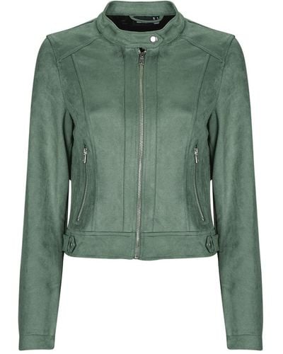 Vero Moda Leather Jacket Vmjose Mari Short Faux Suede Jacket Boos - Green