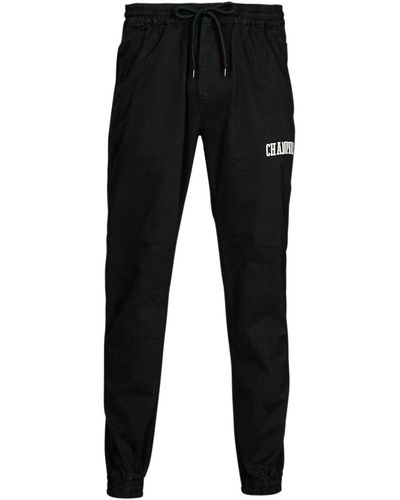 Champion Wt New Peached Heavy Washed Stretch Cotton Twill Tracksuit Bottoms - Black