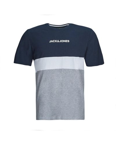 Jack & Jones T Shirt Jjereid Blocking Tee Ss - Blue