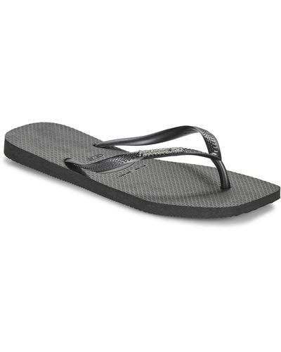 Havaianas Flip Flops / Sandals (shoes) Slim Square Logo Metallic - Grey