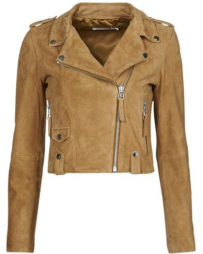 Naf Naf Clarisse Leather Jacket - Brown