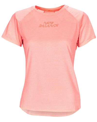 New Balance T Shirt Printed Impact Run Short Sleeve - Pink
