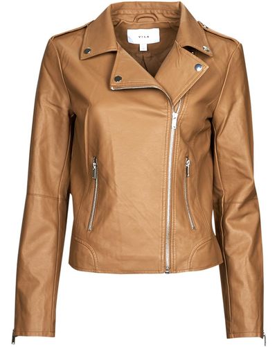 Vila Leather Jacket Vicara Coated Jacket - Brown