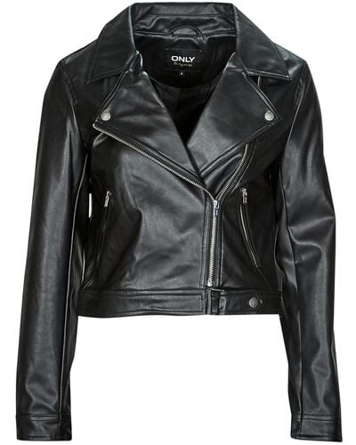 ONLY Leather Jacket Onlbest Faux Leather Biker - Black