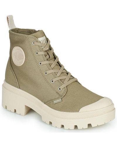 Palladium Pallabase Twill Shoes (high-top Trainers) - Natural