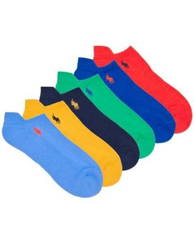 Polo Ralph Lauren Sports Socks Asx117-solids-ped-6 Pack - Blue