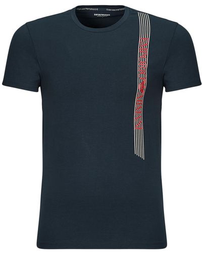 Emporio Armani T Shirt Underlined Logo - Blue