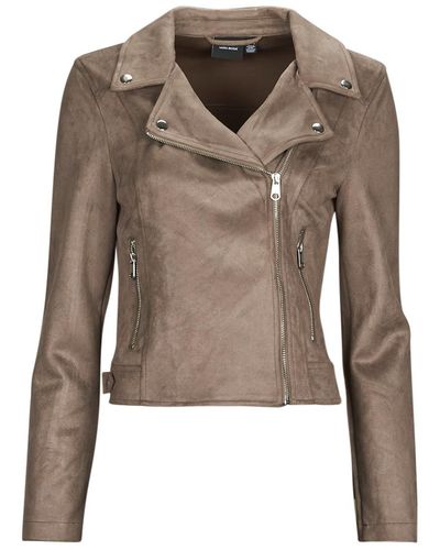 Leather Vero Jacket Lyst | Vmfavodona in Jacket Brown UK Moda Coated Noos