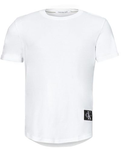 Calvin Klein T Shirt Badge Turn Up Sleeve - White