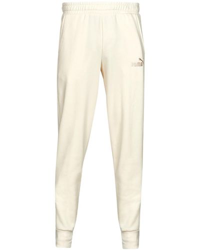 PUMA Ess+ Embroidery Logo Pant Tracksuit Bottoms - Natural