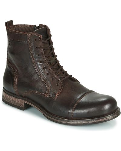 Jack & Jones Jfw Russel Leather Mid Boots - Brown