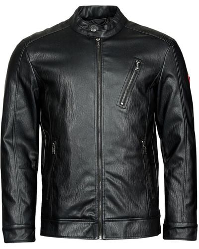 Guess Pu Leather Biker Leather Jacket - Black