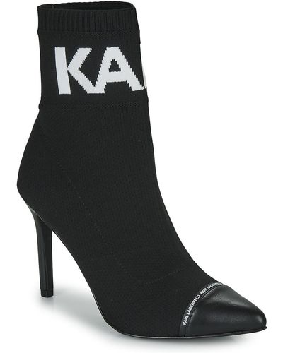 Karl Lagerfeld Pandora Hi Knit Collar Ankle Bt Low Ankle Boots - Black