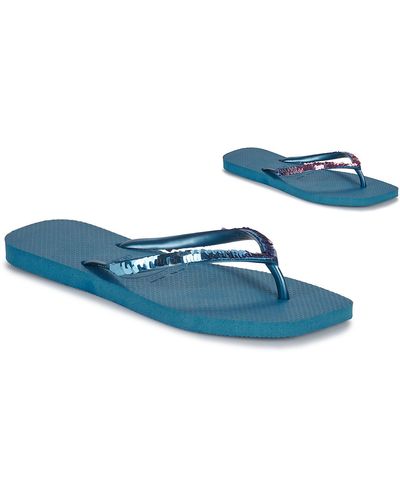 Havaianas Flip Flops / Sandals (shoes) Slim Square Magic Sequin - Blue