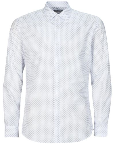 Jack & Jones Long Sleeved Shirt Jjjoe Print Shirt Ls Ss24 - White