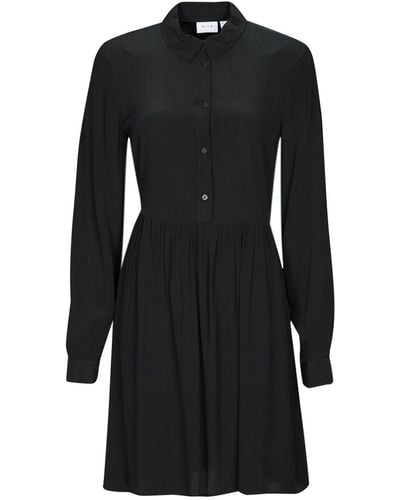 Vila Dress Vifini L/s Shirt Dress/su - Black
