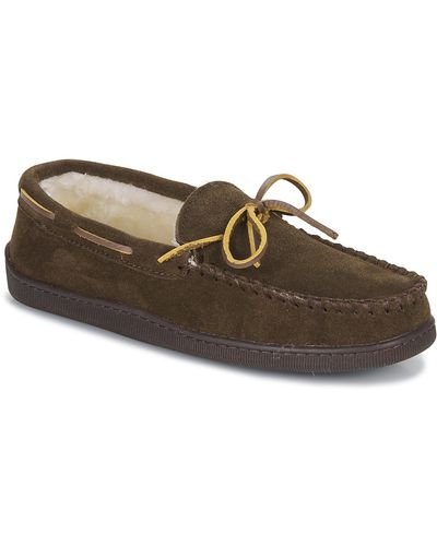Minnetonka Pile Lined Hardsole Loafers / Casual Shoes - Brown