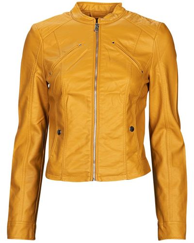 Vero Moda Vmfavodona Leather Jacket - Yellow