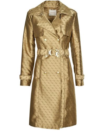 Guess Trench Coat Diletta Belted Logo Trench - Natural