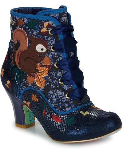 Irregular Choice Squirrel Away Low Ankle Boots - Blue