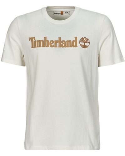 Timberland T Shirt Linear Logo Short Sleeve Tee - White