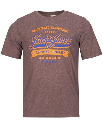 Jack & Jones T Shirt Jjelogo Tee Ss O-neck 2 Col Ss24 Sn - Purple