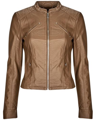 Vero Moda Leather Jacket Vmfavodona Coated Jacket Noos - Brown