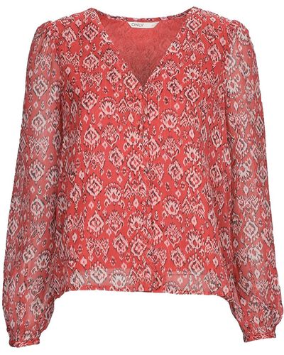 ONLY Blouse Onlharper L/s Lurex Top - Red