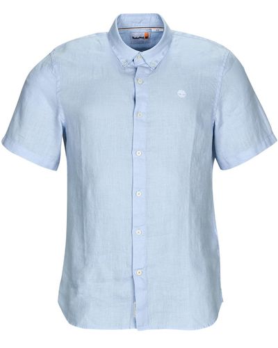 Timberland Short Sleeved Shirt Ss Mill River Linen Shirt Slim - Blue