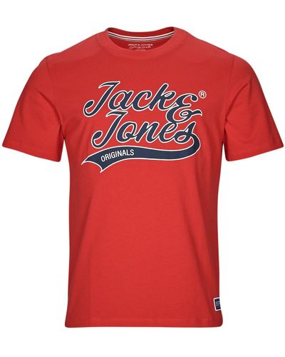 Jack & Jones T Shirt Jortrevor Upscale Ss Tee Crew Neck - Red
