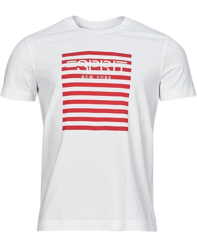 Esprit T Shirt Ocs Logo Stripe - White