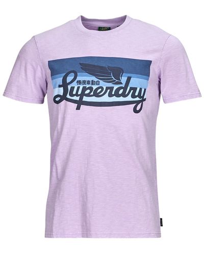 Superdry T Shirt Cali Striped Logo T Shirt - Purple