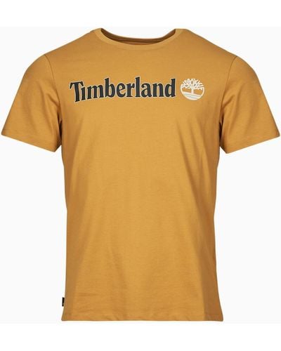 Timberland T Shirt Linear Logo Short Sleeve Tee - Yellow