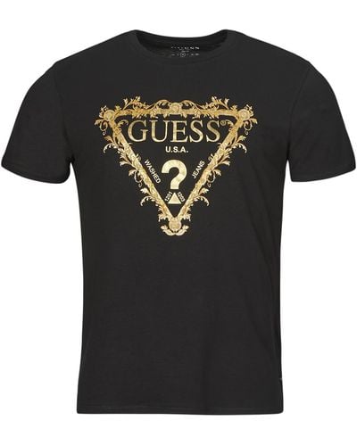 Guess T Shirt Ss Bsc Tri Scroll Tee - Black