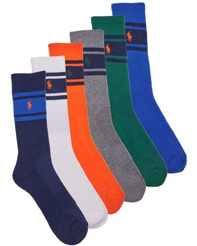 Polo Ralph Lauren Sports Socks 6 Pack Sport Crew-stripes-crew Sock-6 Pack - Blue