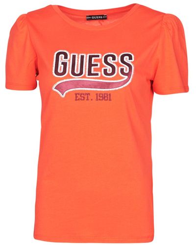 Guess Ss Cn Marisol Tee T Shirt - Orange