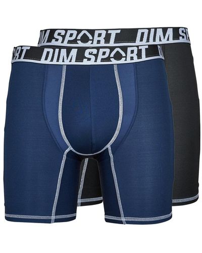 DIM Boxer Shorts Sport Boxer Long Microfibre Pack X2 - Blue