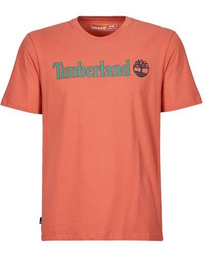 Timberland T Shirt Linear Logo Short Sleeve Tee - Orange