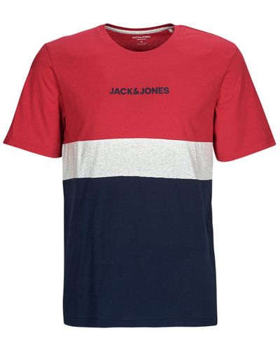 Jack & Jones T Shirt Jjereid Blocking Tee Ss - Pink