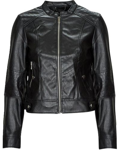 Vero Moda Leather Jacket Vmlove Lavine Short Coated Jacket - Black