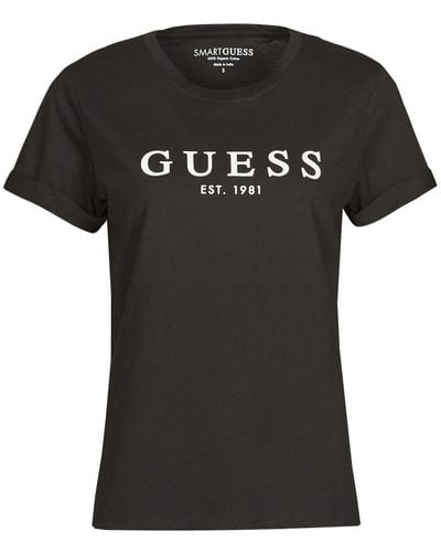 Guess Es Ss 1981 Roll Cuff Tee T Shirt - Black