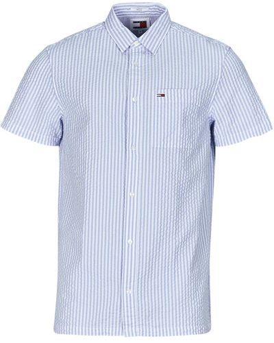 Tommy Hilfiger Short Sleeved Shirt Tjm Reg Stripe - Blue