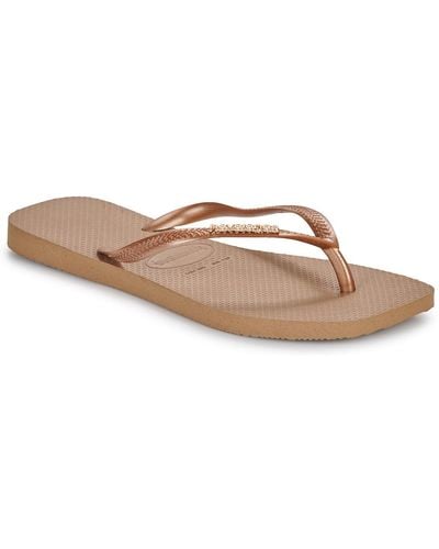 Havaianas Flip Flops / Sandals (shoes) Slim Square Logo Metallic - Brown