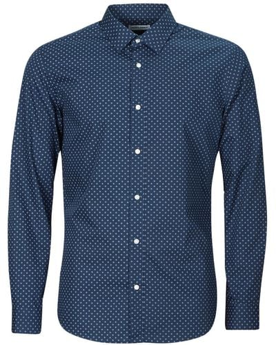 Jack & Jones Long Sleeved Shirt Jjjoe Print Shirt Ls Ss24 - Blue