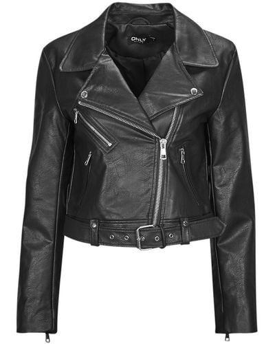 ONLY Leather Jacket Onlnewvera Faux Leather Biker Cc Otw - Black
