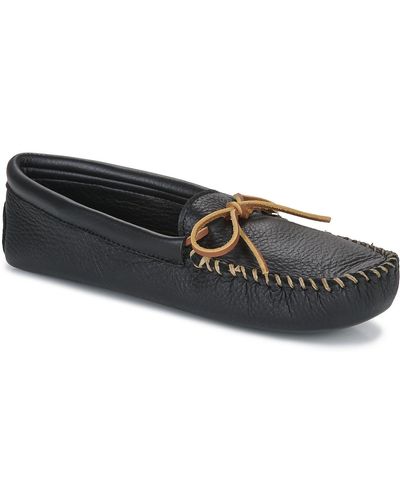 Minnetonka Double Deerskin Softsole Loafers / Casual Shoes - Black