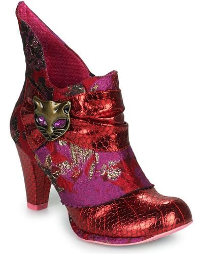 Irregular Choice Miaow Low Ankle Boots - Red