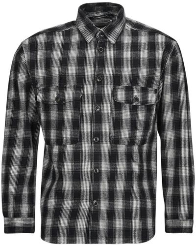 SELECTED Long Sleeved Shirt Slhloosemason-flannel Overshirt Noos - Black